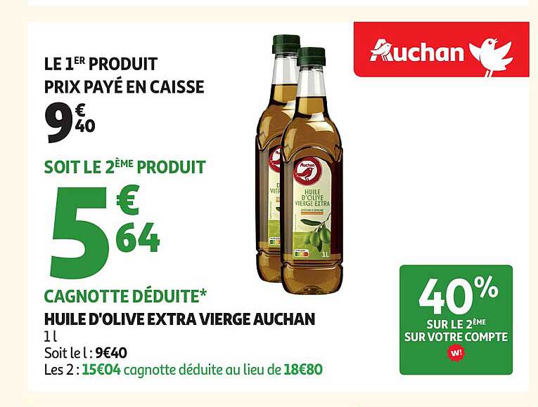 HUILE D'OLIVE EXTRA VIERGE AUCHAN
