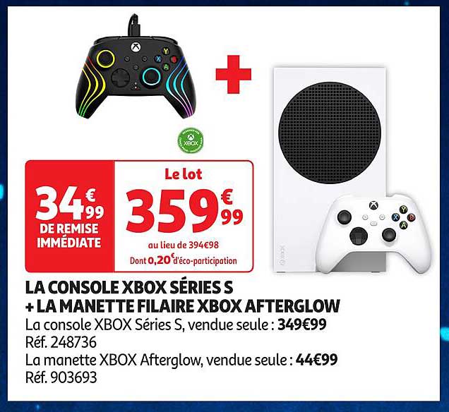 LA CONSOLE XBOX SÉRIES S + LA MANETTE FILAIRE XBOX AFTERGLOW