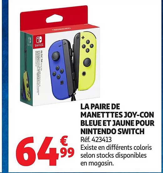 LA PAIRE DE MANETTES JOY-CON BLEUE ET JAUNE POUR NINTENDO SWITCH