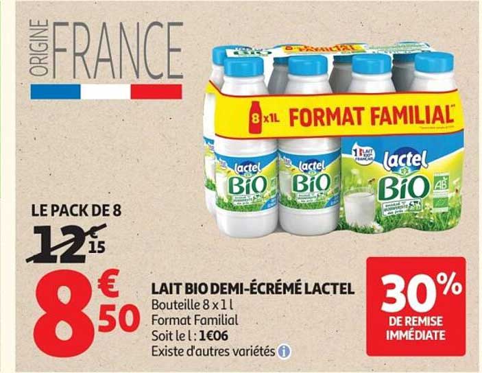 LAIT BIO DEMI-ÉCRÉMÉ LACTEL