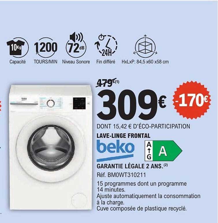 LAVE-LINGE FRONTAL BEKO