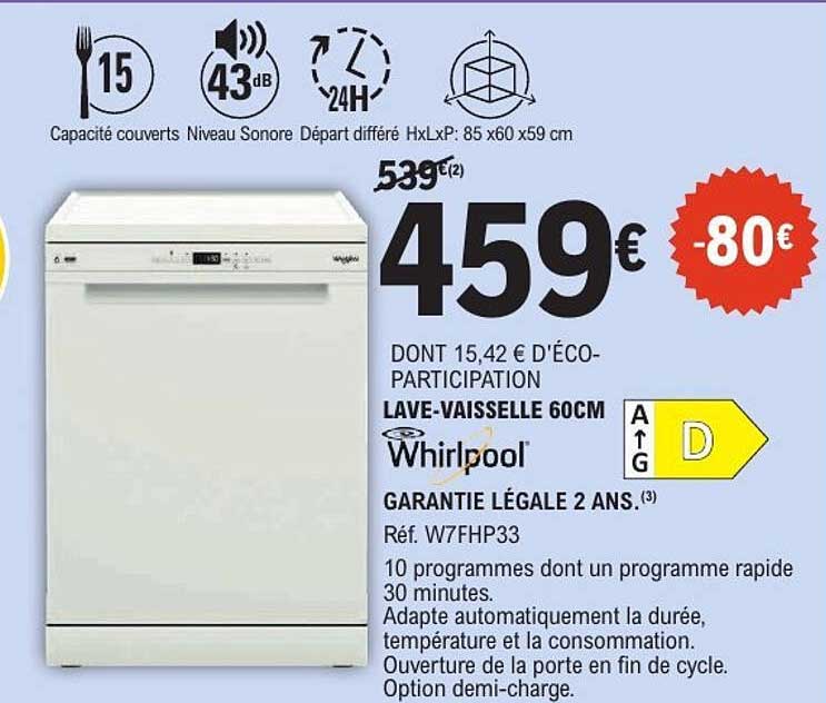 LAVE-VAISSELLE 60CM Whirlpool