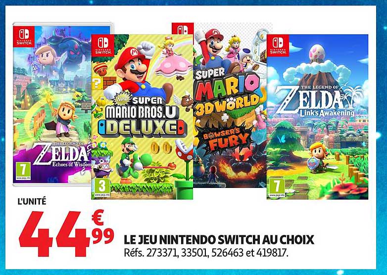 LE JEU NINTENDO SWITCH AU CHOIX