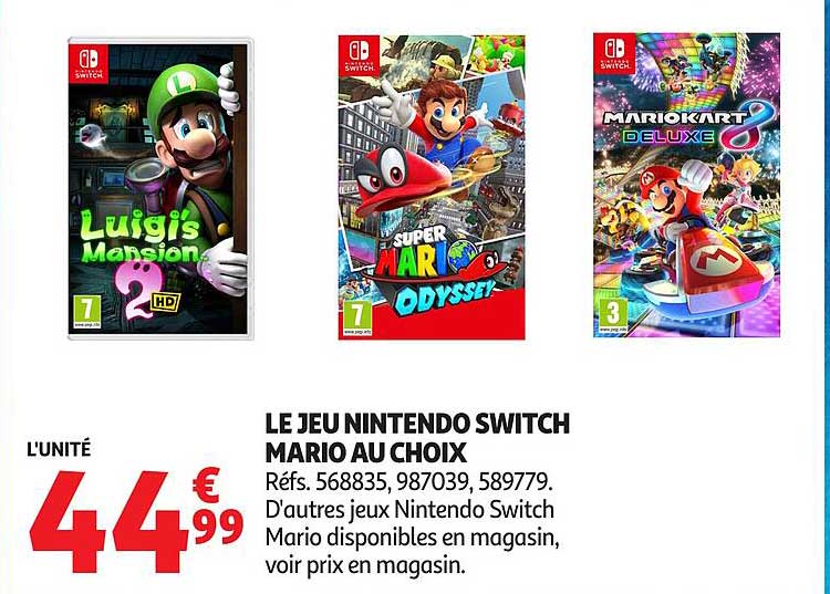 LE JEU NINTENDO SWITCH MARIO AU CHOIX