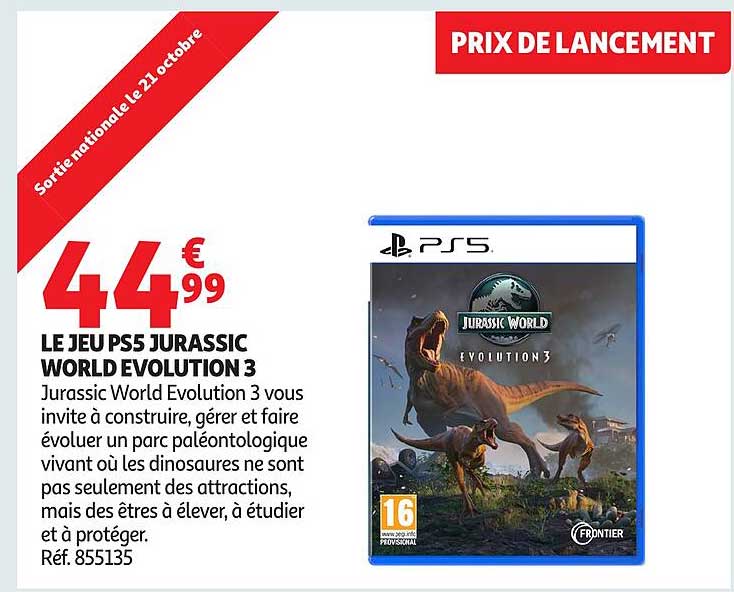 LE JEU PS5 JURASSIC WORLD EVOLUTION 3