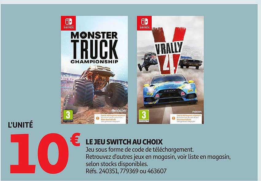 LE JEU SWITCH AU CHOIX