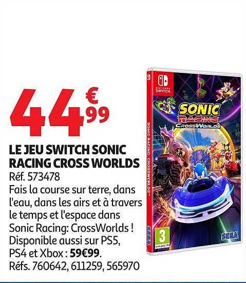LE JEU SWITCH SONIC RACING CROSS WORLDS