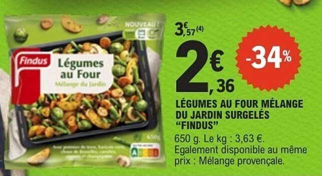 LÉGUMES AU FOUR MÉLANGE DU JARDIN SURGELÉS "FINDUS"