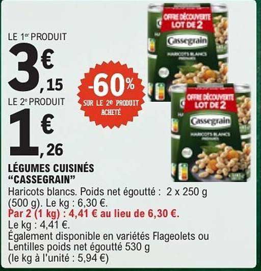 LÉGUMES CUISINÉS "CASSEGAIN"