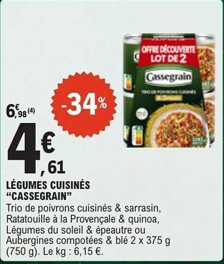 LÉGUMES CUISINÉS “CASSEgrain”