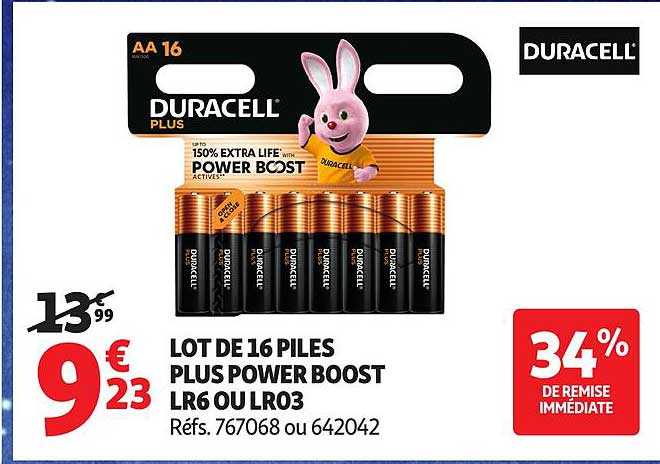 LOT DE 16 PILES PLUS POWER BOOST LR6 OU LR03