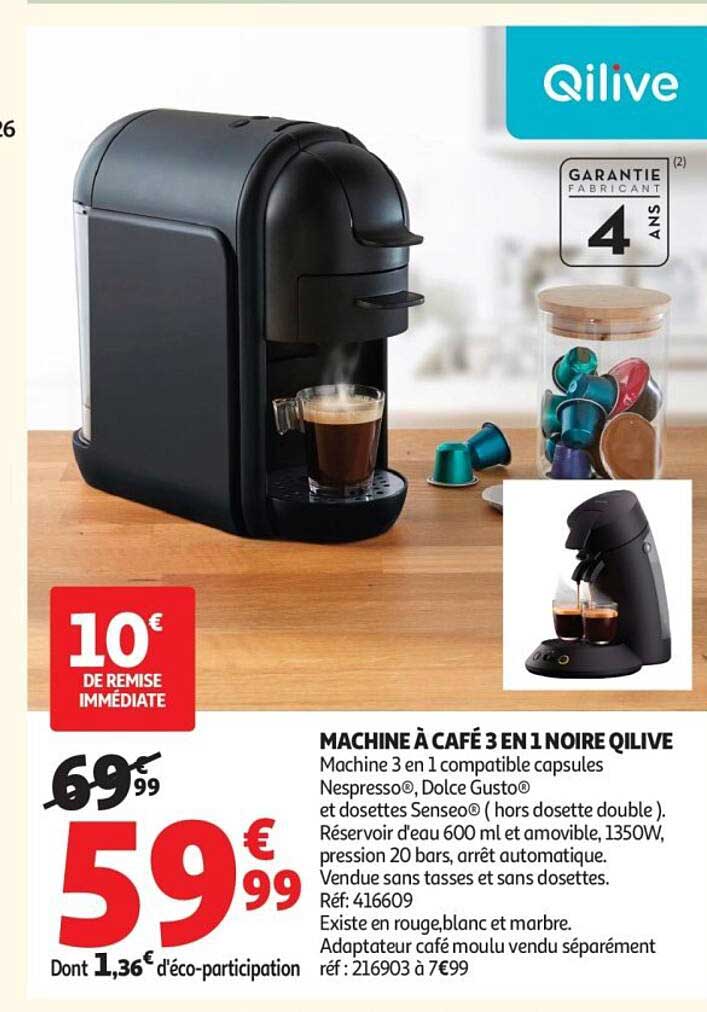 MACHINE À CAFÉ 3 EN 1 NOIRE QILIVE