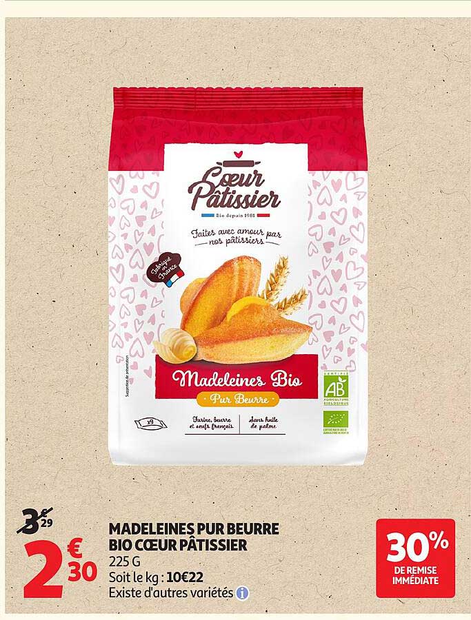 MADELEINES PUR BEURRE BIO CŒUR PÂTISSIER