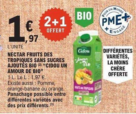 NECTAR FRUITS DES TROPiques SANS SUCRES AJOUTÉS BIO "CIDOU UN AMOUR DE BIO"