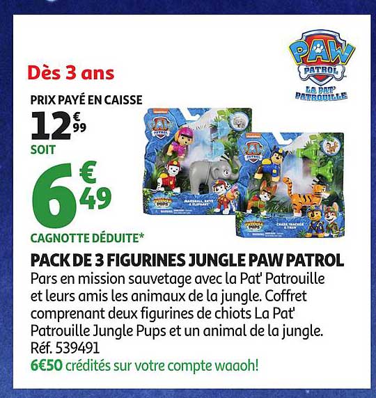 PACK DE 3 FIGURINES JUNGLE PAW PATROL