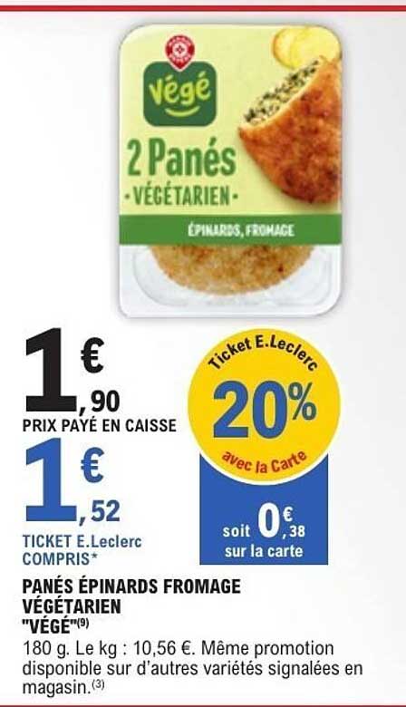 Panés Épinards Fromage Végétarien "Végé"