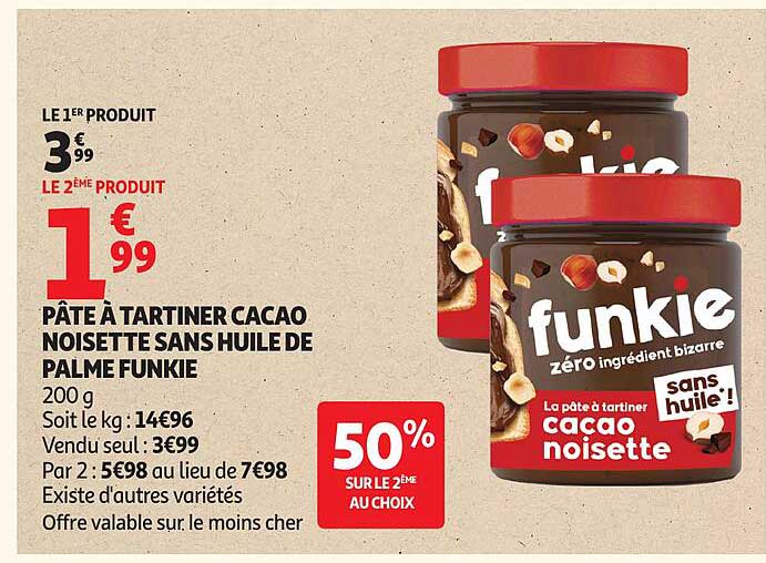 PÂTE À TARTINER CACAO NOISETTE SANS HUILE DE PALME FUNKIE