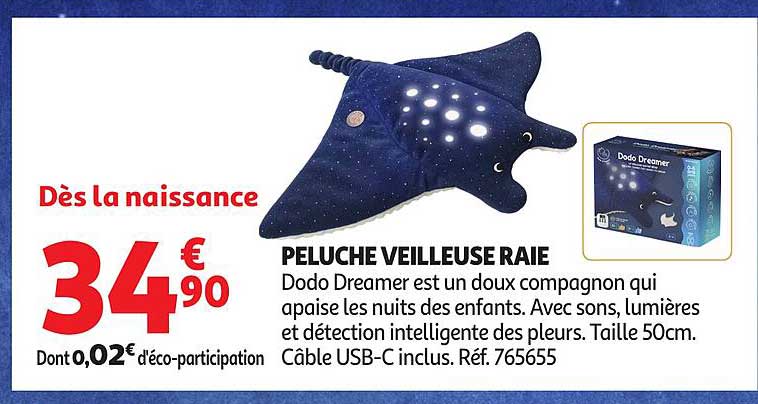PELUCHE VEILLEUSE RAIE
