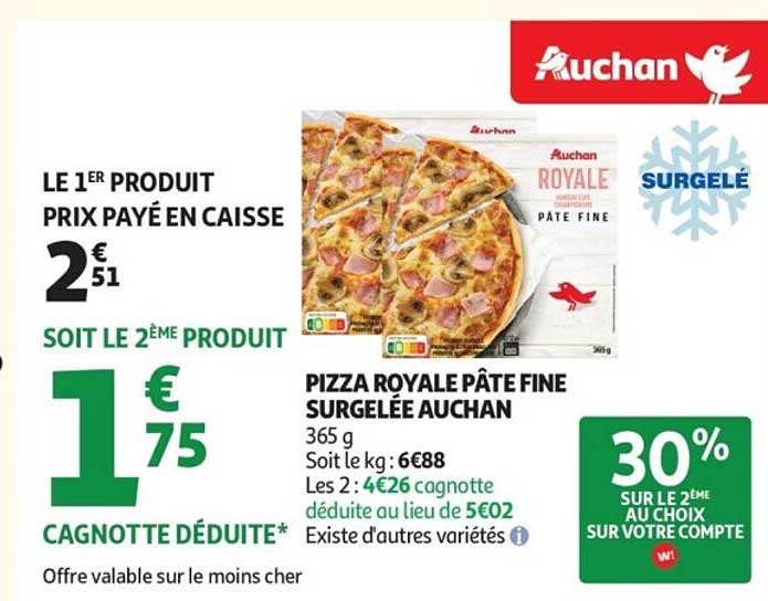Pizza Royale Pâte Fine Surgelée Auchan