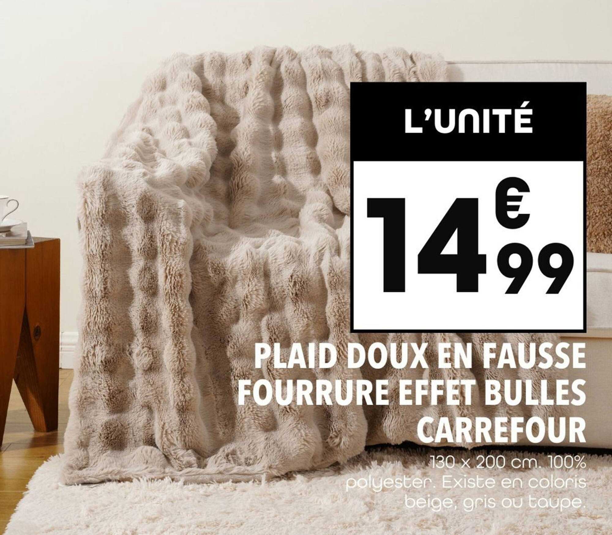 PLAID DOUX EN FAUSSE FOURRURE EFFET BULLES
