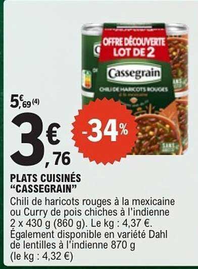PLATS CUISINÉS "CASSEGRRAIN"