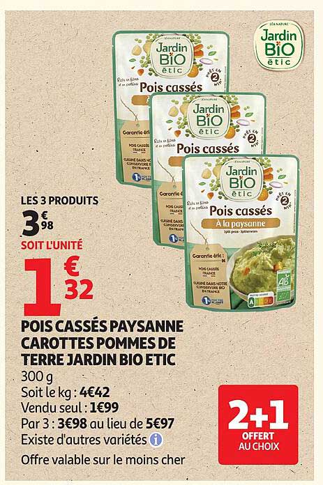 POIS CASSÉS PAYSANNE CAROTTES POMMES DE TERRE JARDIN BIO ETIC