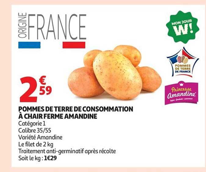 POMMES DE TERRE DE CONSOMMATION À CHAIR FERME AMANDINE