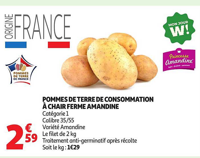 POMMES DE TERRE DE CONSOMMATION À CHAIR FERME AMANDINE
