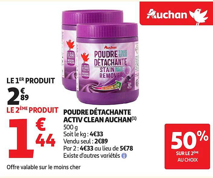 POUDRE DÉTACHANTE ACTIV CLEAN AUCHAN