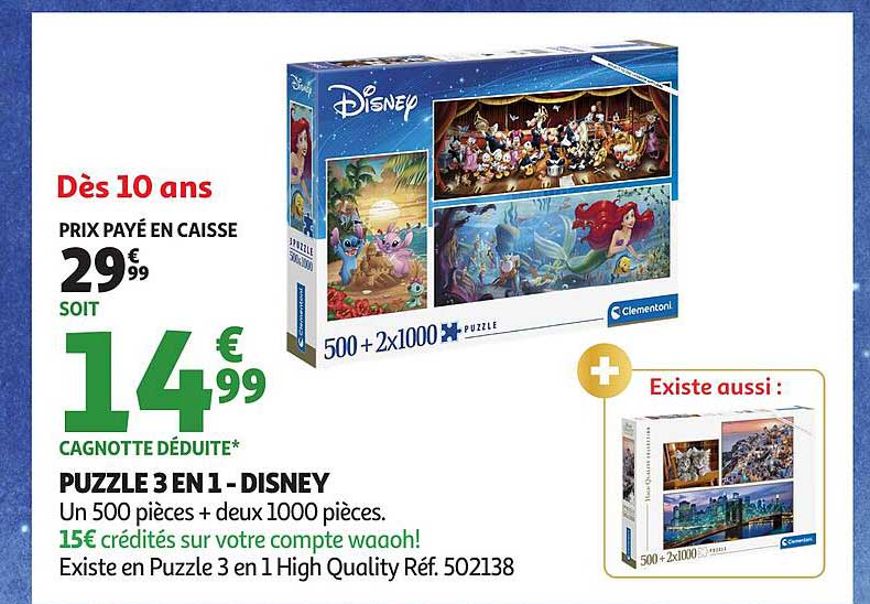 PUZZLE 3 EN 1 - DISNEY