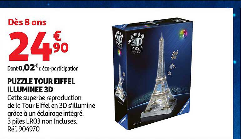 PUZZLE TOUR EIFFEL ILLUMINEE 3D