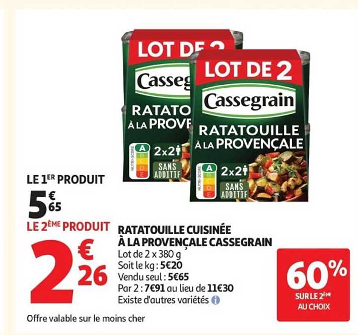 RATATOUILLE CUISINÉE À LA PROVENÇALE CASSEGRAIN