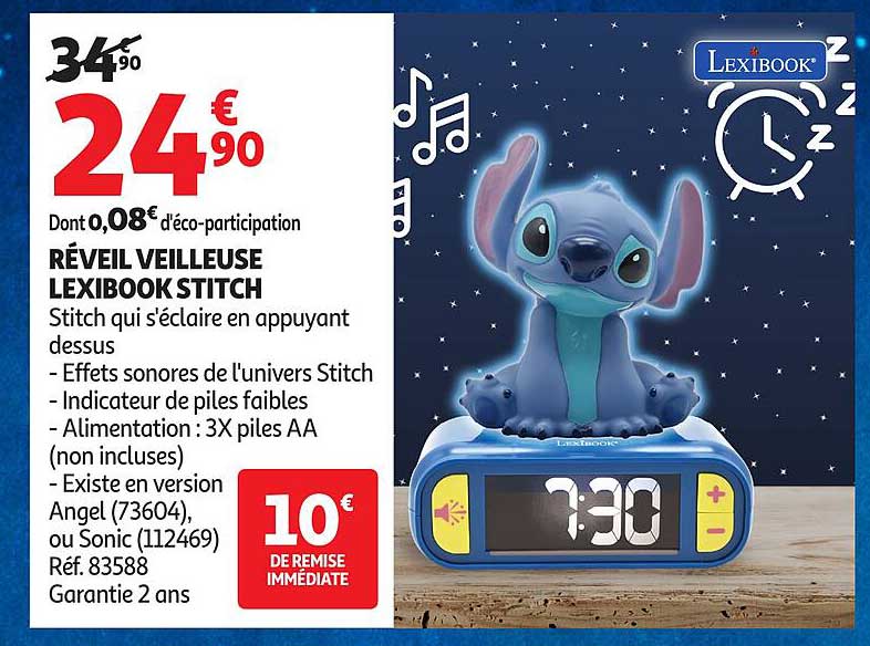RÉVEIL VEILLEUSE LEXIBOOK STITCH