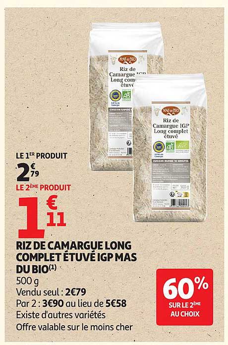 Riz de Camargue Long Complet Étuvé IGP Mas du Bio