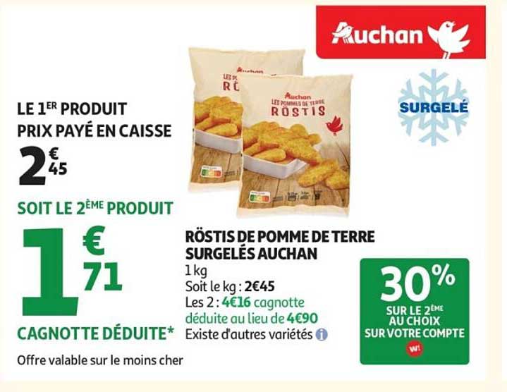 RÖSTIS DE POMME DE TERRE SURGELÉS AUCHAN
