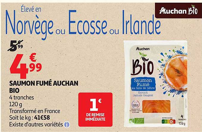 SAUMON FUMÉ AUCHAN BIO