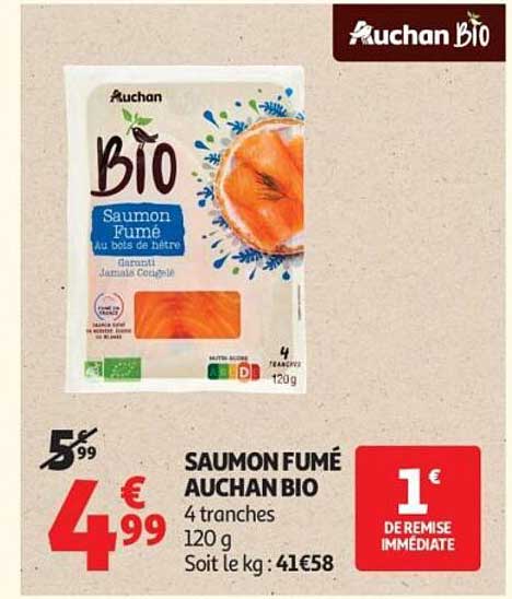 SAUMON FUMÉ AUCHAN BIO