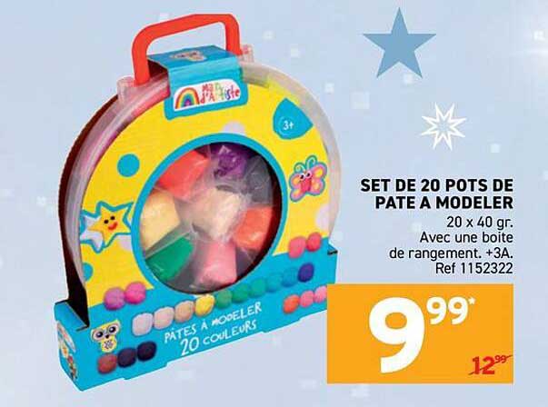 SET DE 20 POTS DE PATE A MODELER
