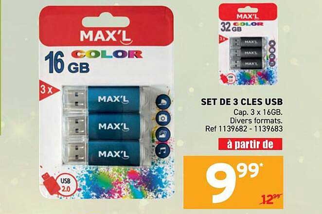 SET DE 3 CLES USB