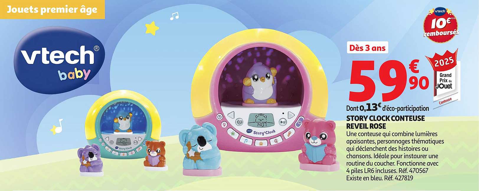 STORY CLOCK CONTEUSE REVEIL ROSE