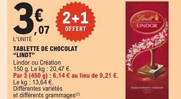 TABLETTE DE CHOCOLAT "LINDT"