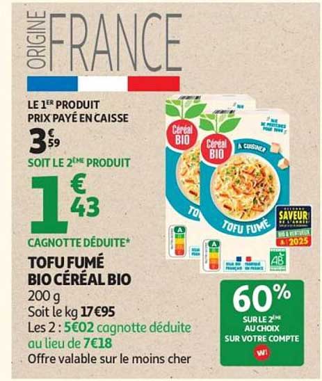 TOFU FUMÉ BIO CÉRÉAL BIO