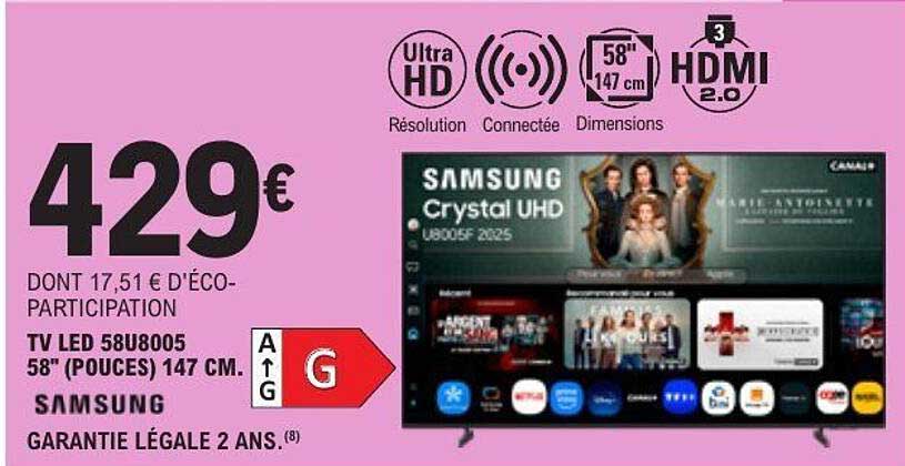 TV LED 58U8005 58" (pouces) 147 cm.