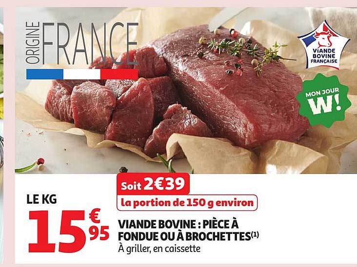 VIANDE BOVINE : PIÈCE À FONDUE OU À BROCHETTES