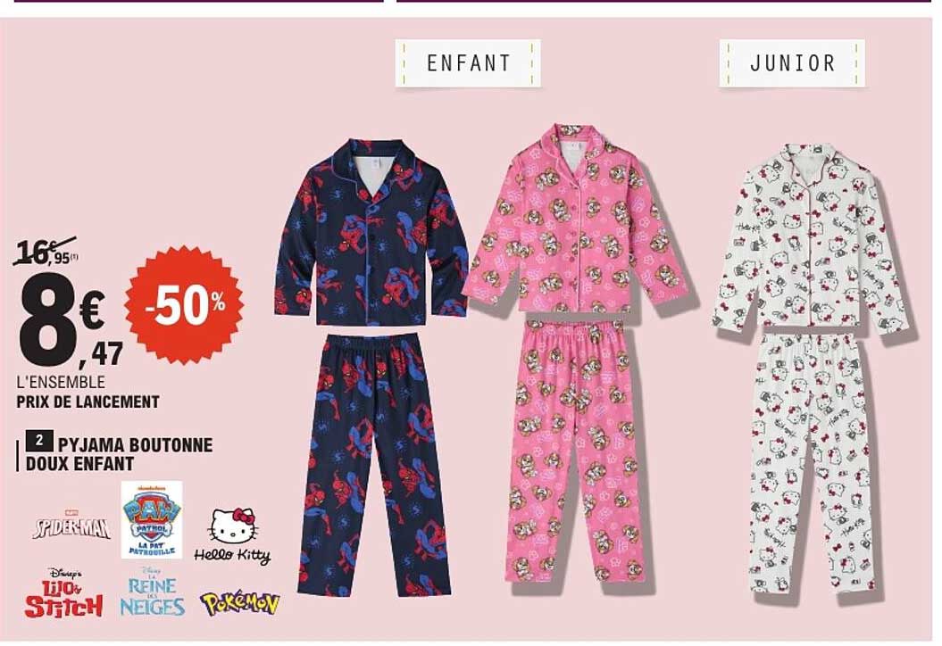 2 PYJAMA BOUTONNE DOUX ENFANT