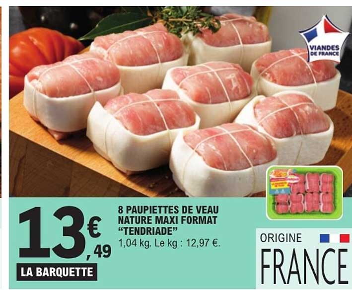 8 PAUPIETTES DE VEAU NATURE MAXI FORMAT “TENDRIADE”