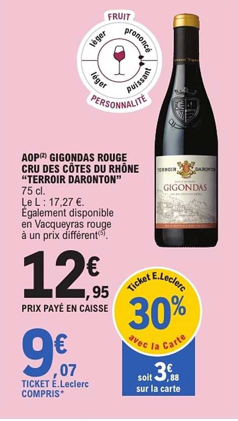 AOP(2) GIGONDAS ROUGE CRU DES CÔTES DU RHÔNE “TERROIR DARONTON”
