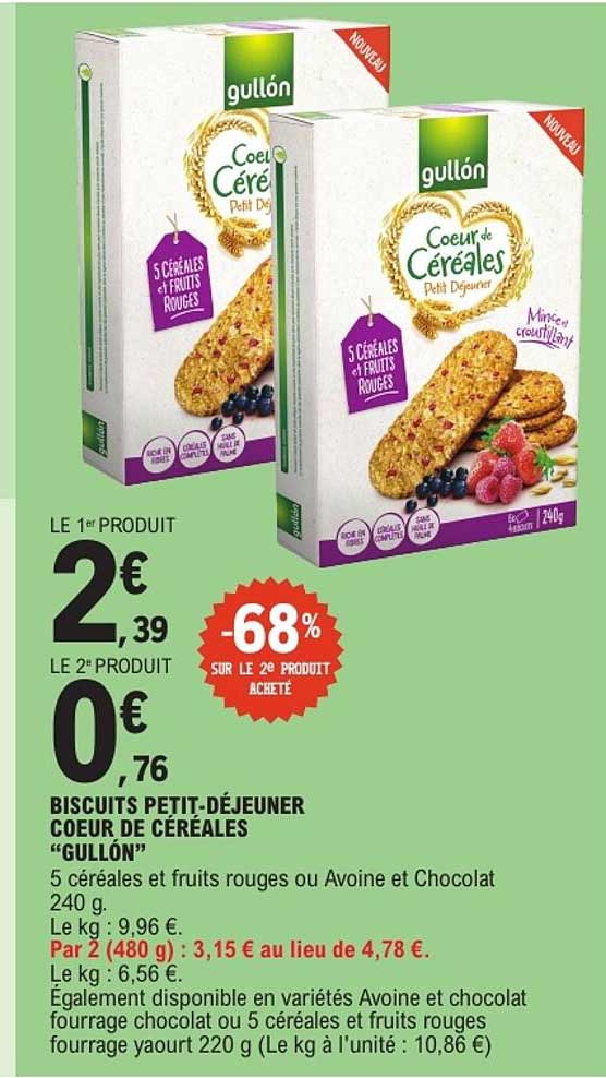 BISCUITS PETIT-DÉJEUNER COEUR DE CÉRÉALES “GULLÓN”
