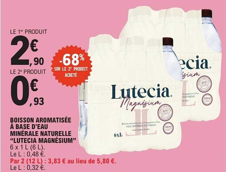 BOISSON AROMATISÉE À BASE D'EAU MINÉRALE NATURELLE "LUTECIA MAGNÉSIUM"