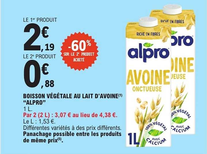 BOISSON VÉGÉTALE AU LAIT D’AVOINE “ALPRO” 1 L.